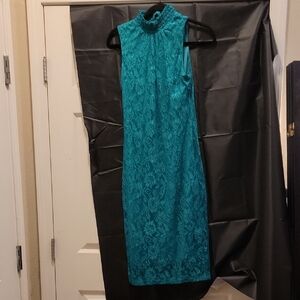 New York & Company Blue/Green Sheath Midi Dress
